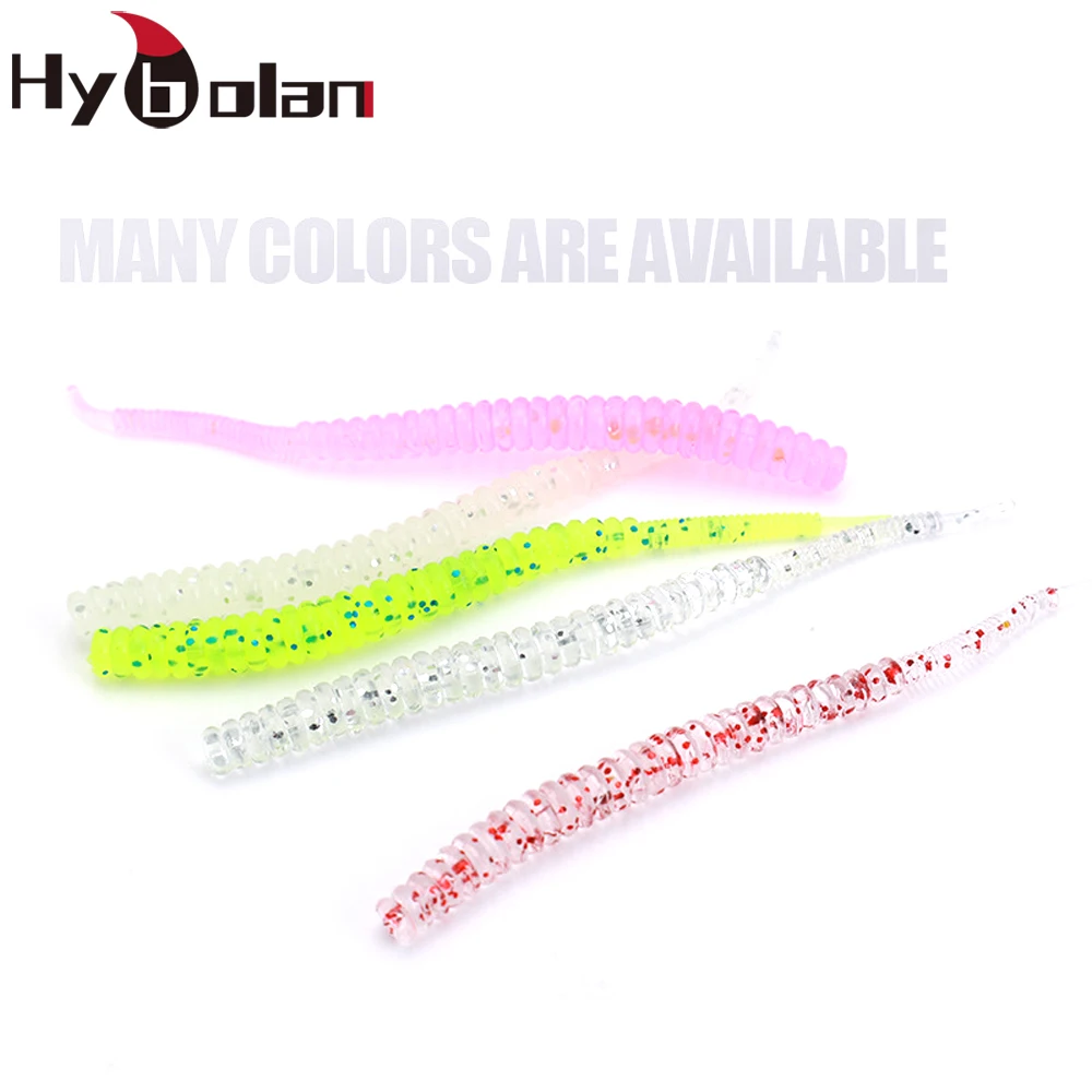 HYBOLAN 20pcs Fishing Lures soft Artificial Bait Root fishing Small Worm Silicone Swimbaits 50mm 60mm for carp bass Pesca Takcle