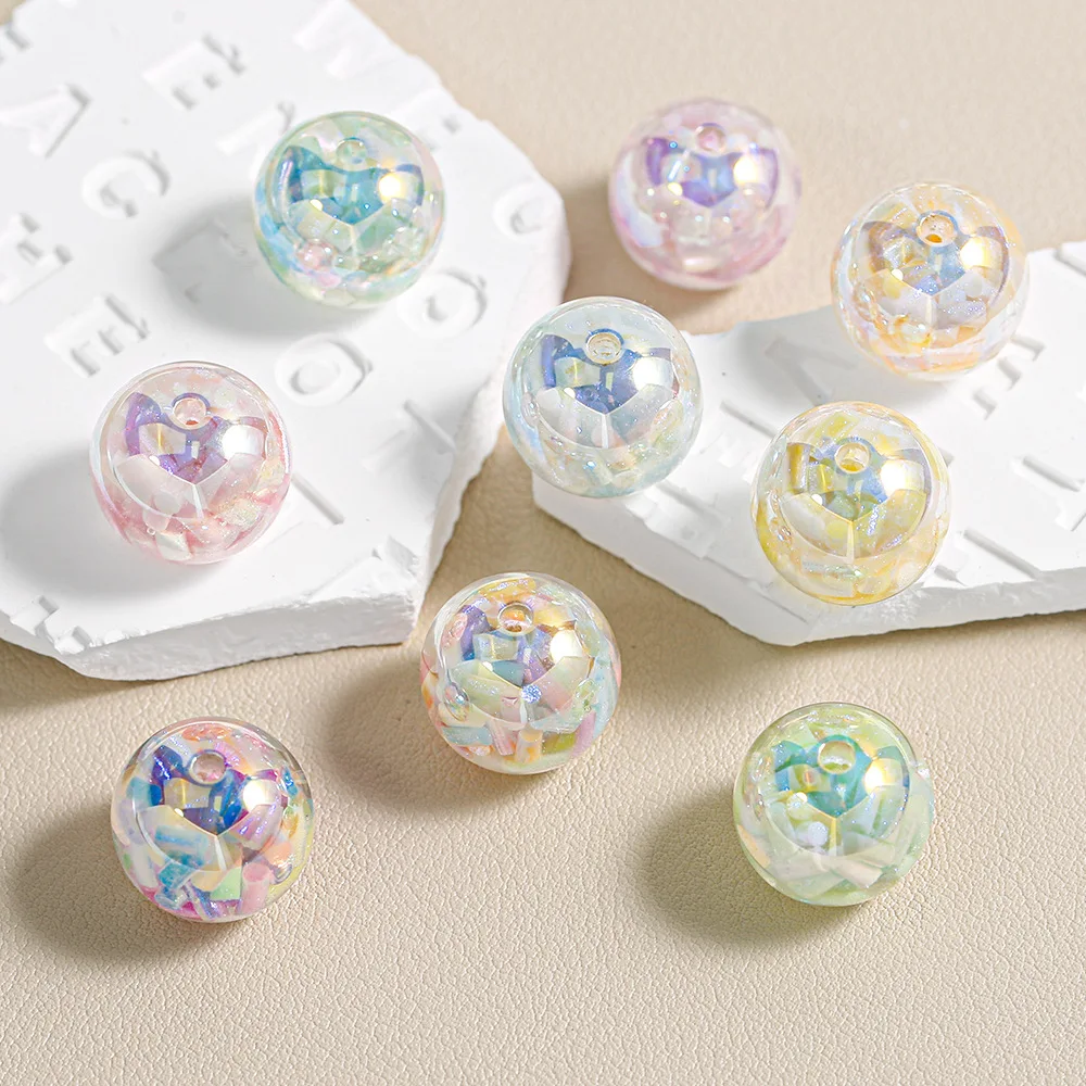

16mm 40pcs Bling Bright Glitter Rein Round Gumball Beads Fit Bubblegum Necklace Earring Bracelet Ornament Accessories Material