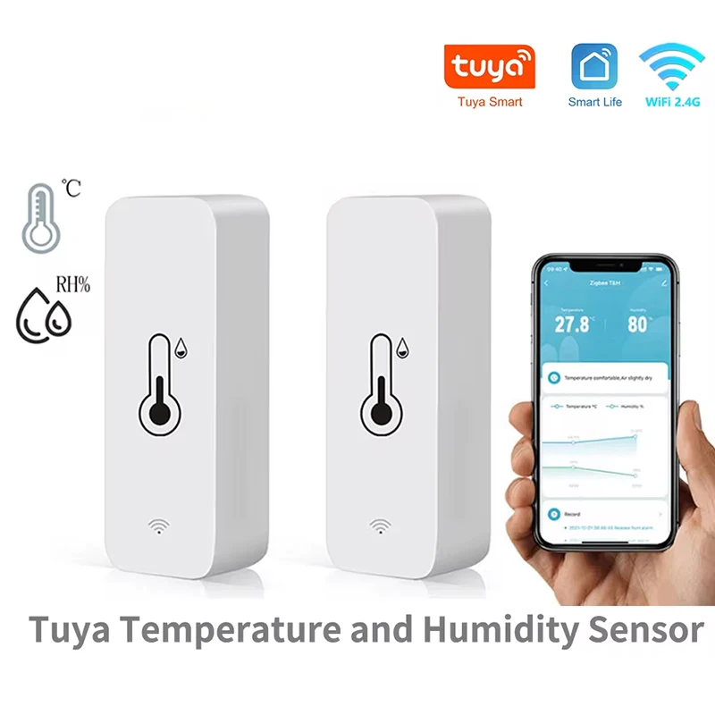 WiFi Smart Temperature Humidity Sensor Indoor Hygrometer Controller Monitoring Work with Smart Speaker Alexa Google Home New