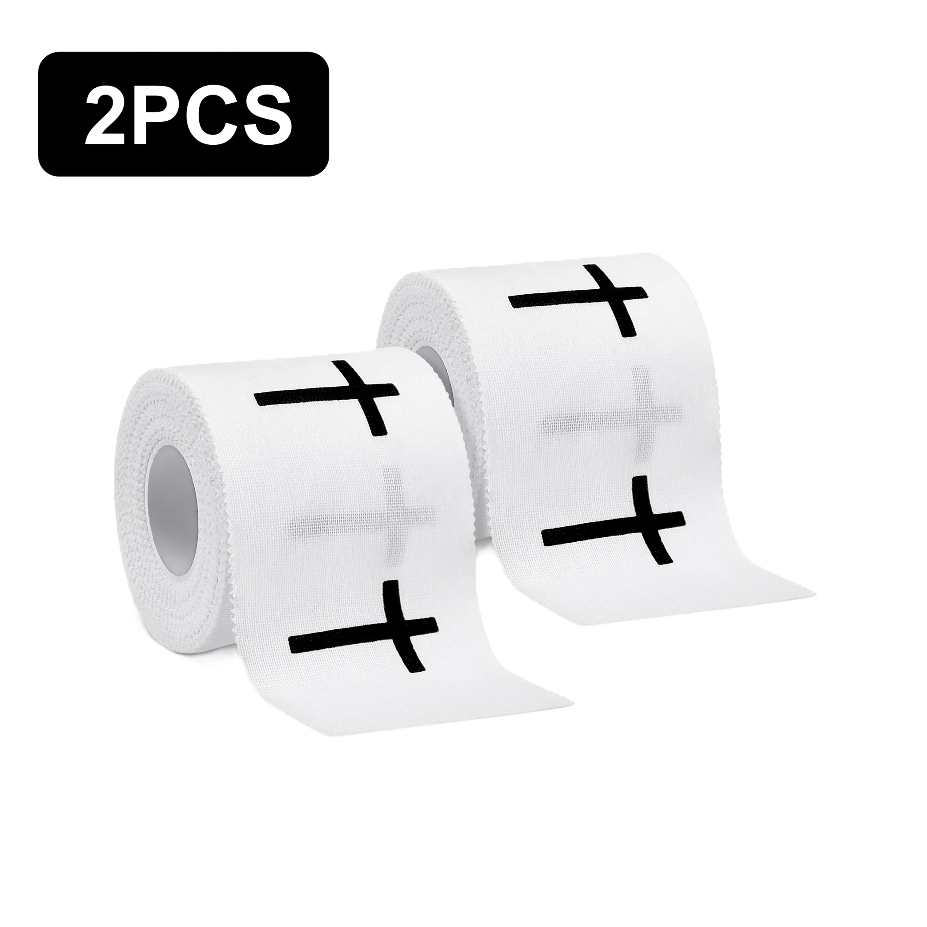 2 Stück "+" Sport-Armbänder | Weißes Sporttape für Fitness, Fußball und Baseball