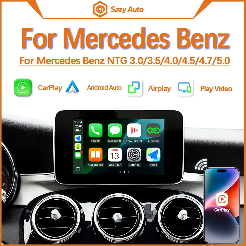 CarPlay اللاسلكي لمرسيدس بنز GLK W207 W212 W204 SLS W218 NTG3.0 NTG 3.5 NTG4.0 NTG4.5 NTG5.0 سيارة اللعب أندرويد السيارات مرآة