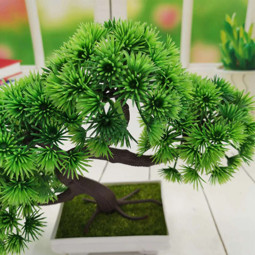 

Simulation Pine Greeting Guests Potted Plant Realistic Green Decor Home Office Hotel Courtyard Fence Bonsai Plant