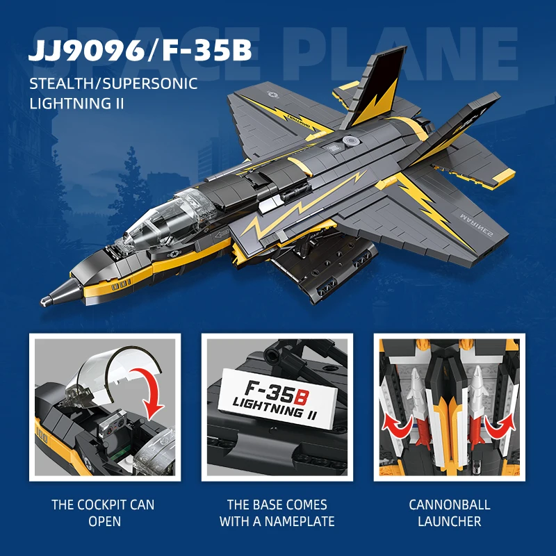 1268PCS Technical Military F35 Fighter Model Building Blocks With Pilot Figures Assemble Bricks Toys Gift For Children Kids