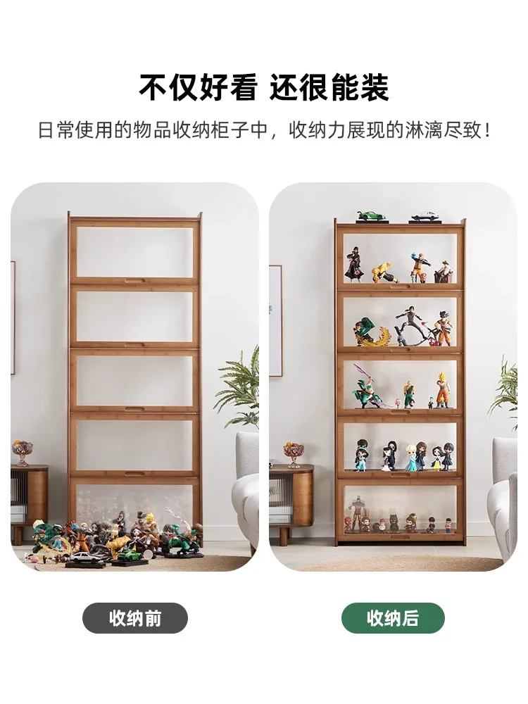 Hand-made toy display cabinets acrylic bookcase floor transparent shelf dust-proof storage cabinets household lockers.