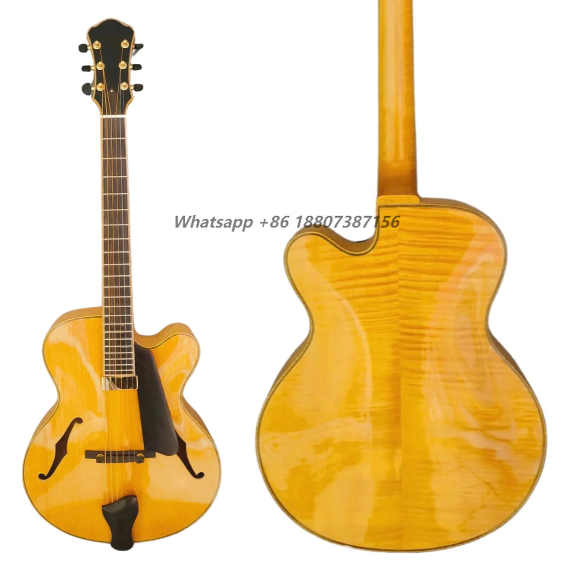 

Yunzhi Good Stockmaple Handcrafted Carved Maple Solid Wood Jazz Guitar Musical Instrument