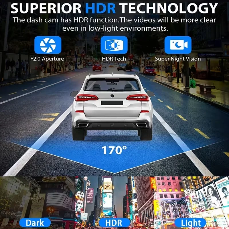 3/4-Lens Dashcam, 1080P Front, 720P Cabin & Rear Recording, Night Vision, 24 Hours Parking Monitoring