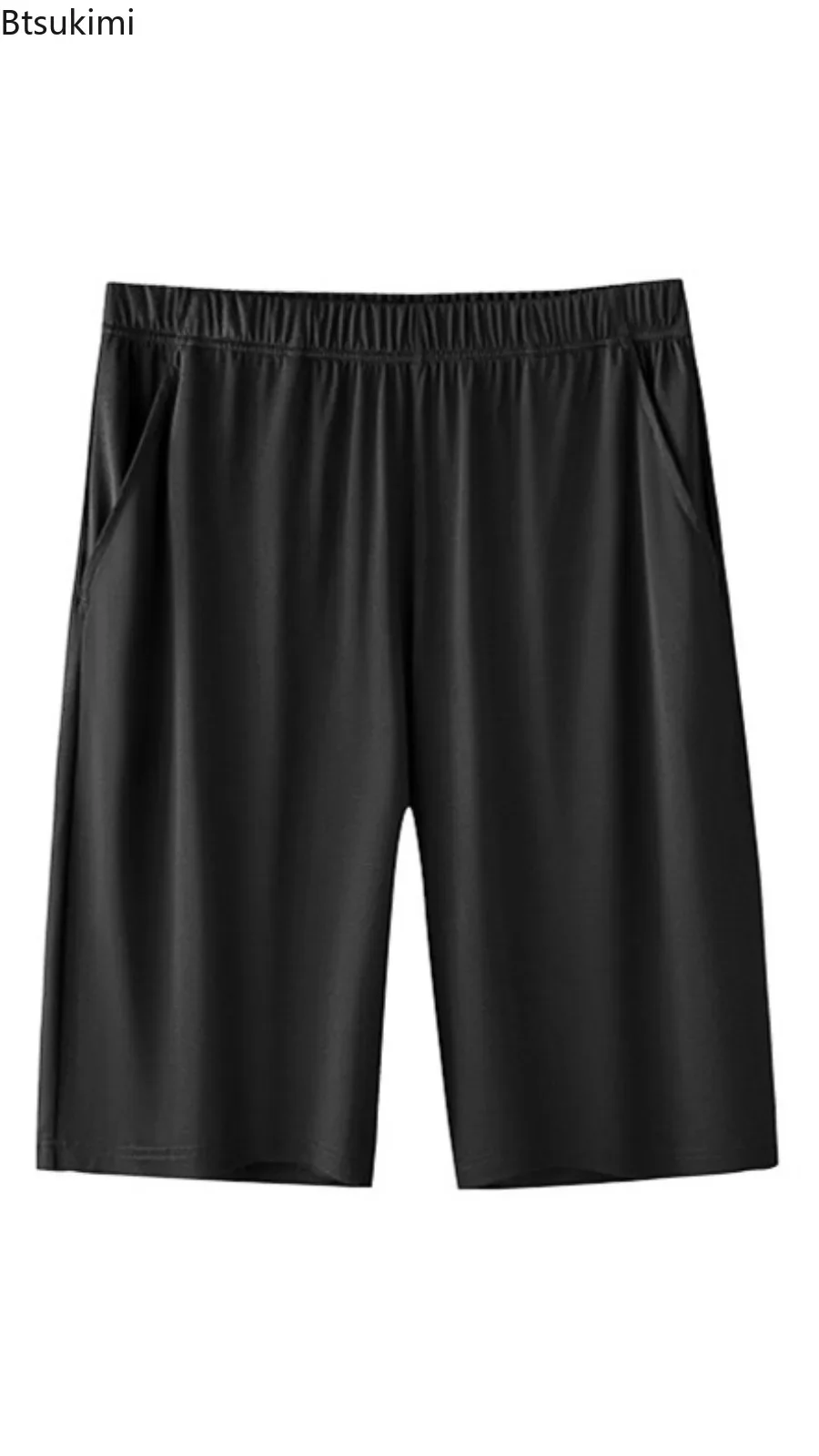 

Oversized Summer Casual Shorts Men's Solid Color Loose Thin Sport Fitness Shorts with Pockets Elastic Waist Home Sleep Bottoms