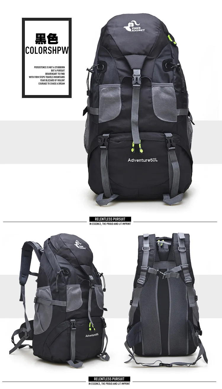 50l Wander-Trekking-Rucksack wasserfester Camping-Tages rucksack Rucksack Outdoor-Männer reisen Trekking-Kletter rucksack Free Knight – Detail 18