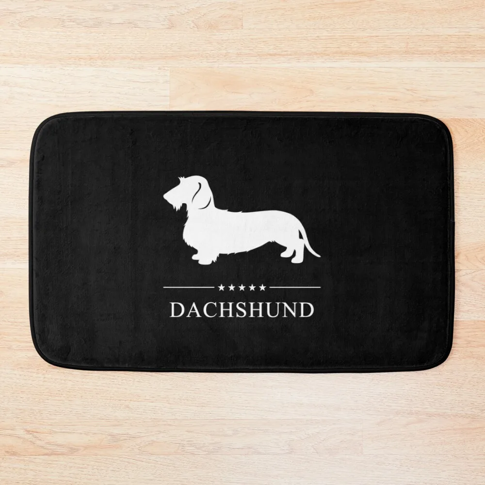 Wirehaired Dachshund White Silhouette Bath Mat For Bathroom And Toilet Waterproof Bathroom Rugs Mat