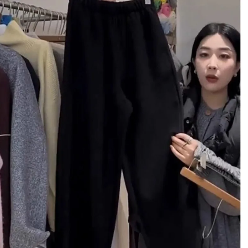 Fleece Lined Sweatpants Women Autumn Winter New Arrival Fashion Casual Minimalist Versatile Curved Blade Sports Long Pants