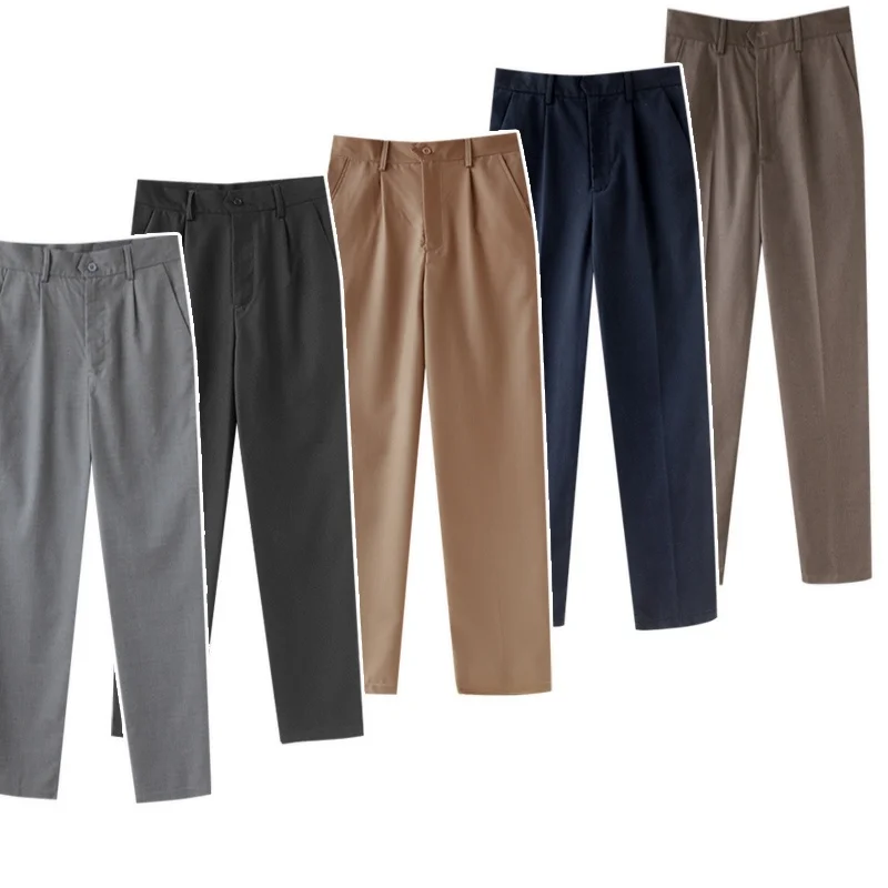 

High Waist Teenage Suit Pants Casual School Uniform Long Trousers Cotton Commute Style Regular Thickness Autumn Collection
