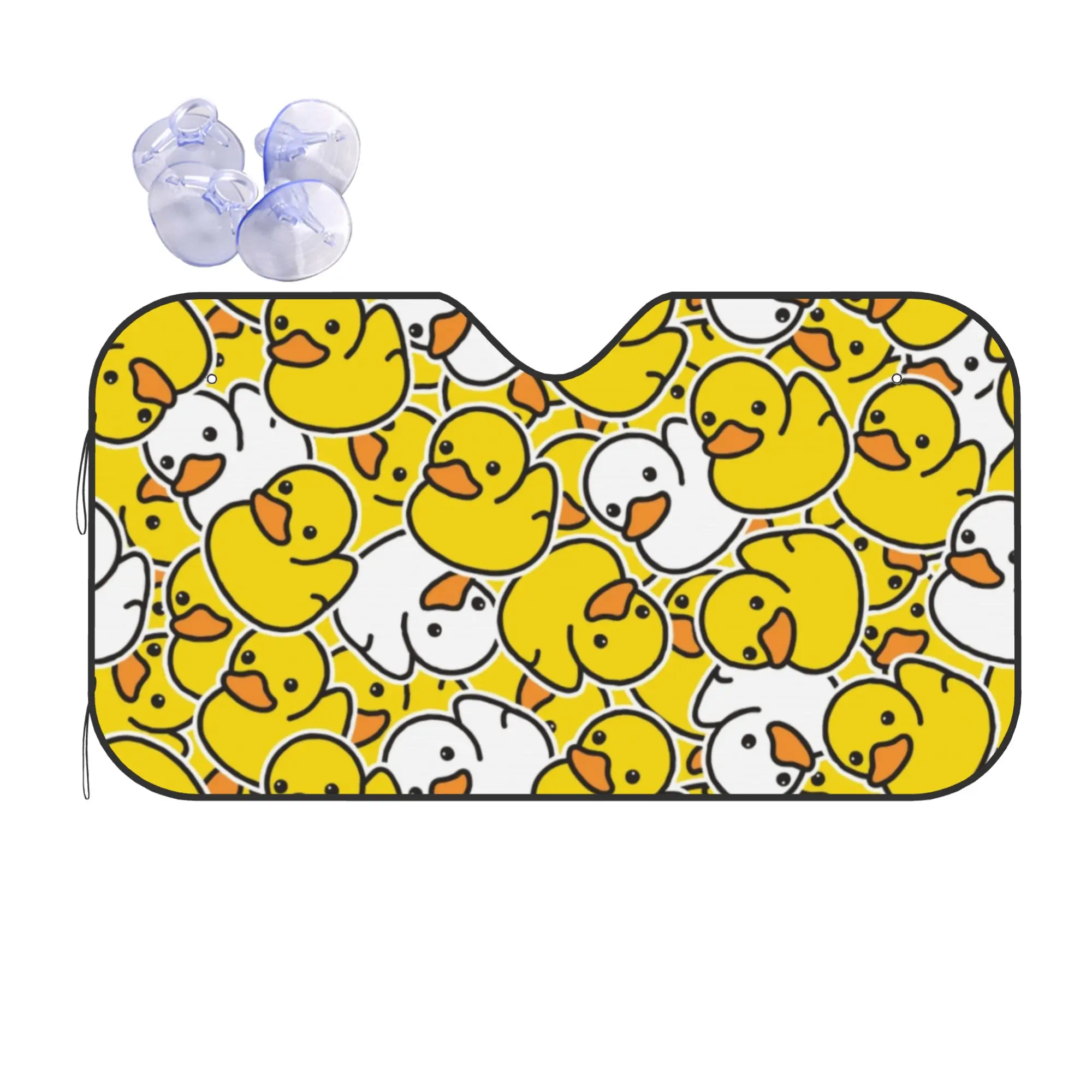 Car Front Windshield Sun Visor Heat Insulation Cover Yellow Cartoon Animal Rubber Duck UV Protection Car Sun Shade  Covers