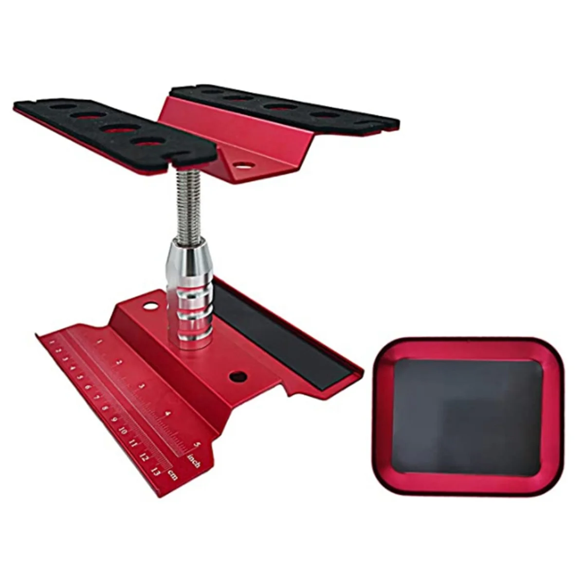 A72Z RC Car Work Stand Repair Workstation 360-Grad-Drehung Lift unten mit/Schraubfach für 1/10 1/8 -4 SCX10 D90 Rot