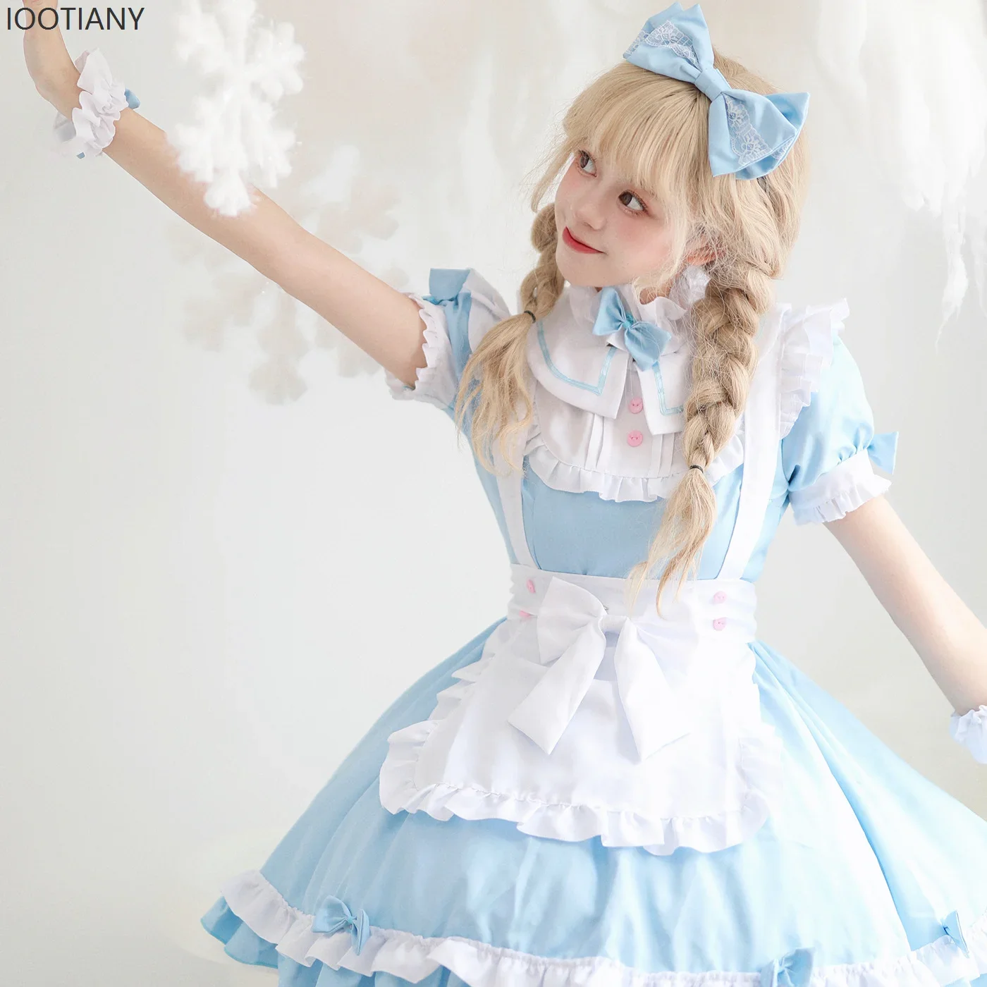 Косплей Хэллоуин Косплей Костюм Алиса Горничная Экипировка Синее Платье Праздничная Вечеринка Сценический Костюм Костюм Съемные Рукава Ne