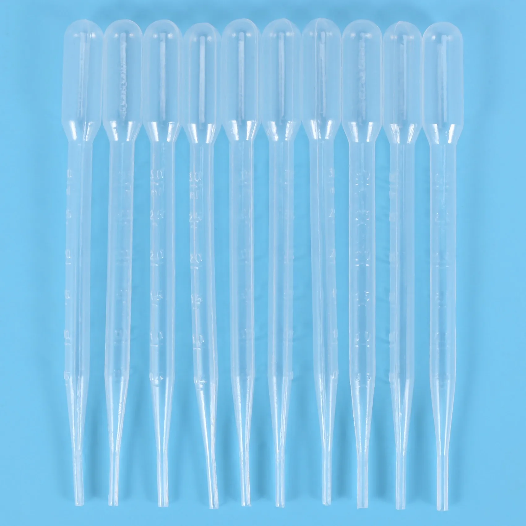 10pcs 3ML Conjunto de conta-gotas de plástico descartável para transferência graduada PipettesJAS