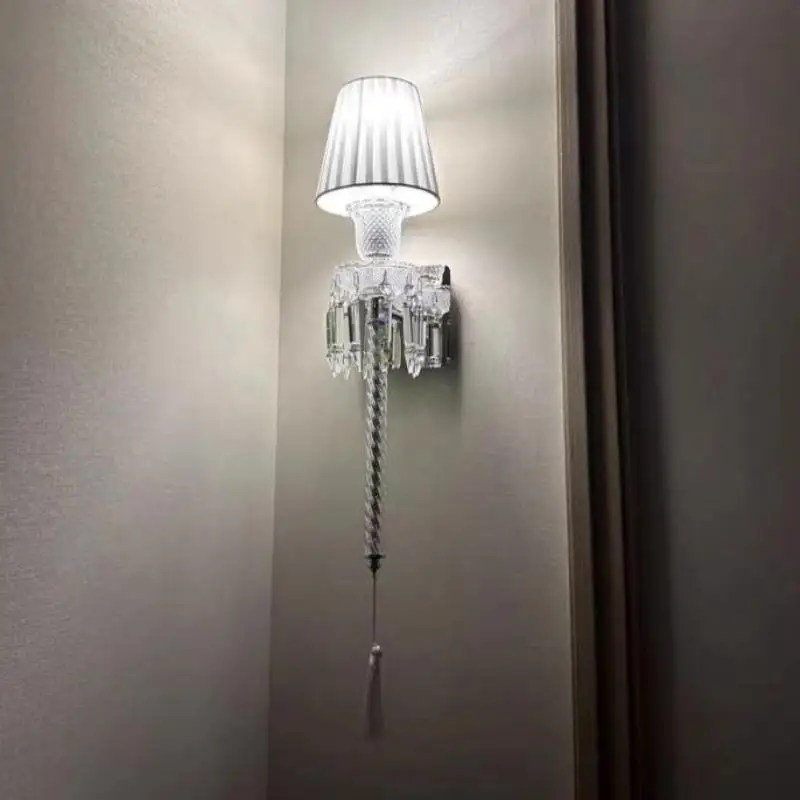 Modern large vertical LED Crystal Wall sconce for Foyer Hotel project decor luxury Living Room Corridor Wall fixture Lighting