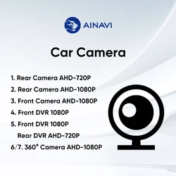 Ainavi-Câmera traseira à prova d'água, câmera de backup, 1080p, 120 ° grande angular, rádio de carro android, 2 din, AHD