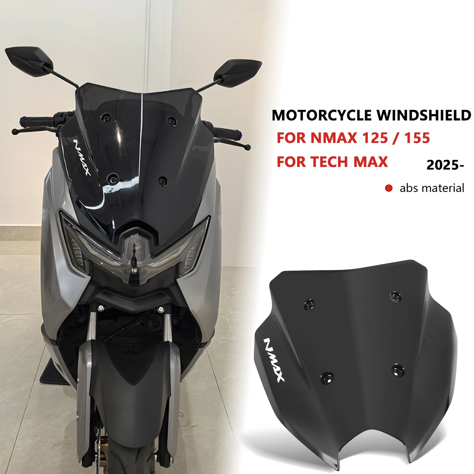 

Для NMAX 125 NMAX155 TECH MAX 2025: Новые аксессуары, ветровое стекло для мотоцикла, защитный дефлектор, передний обтекатель.