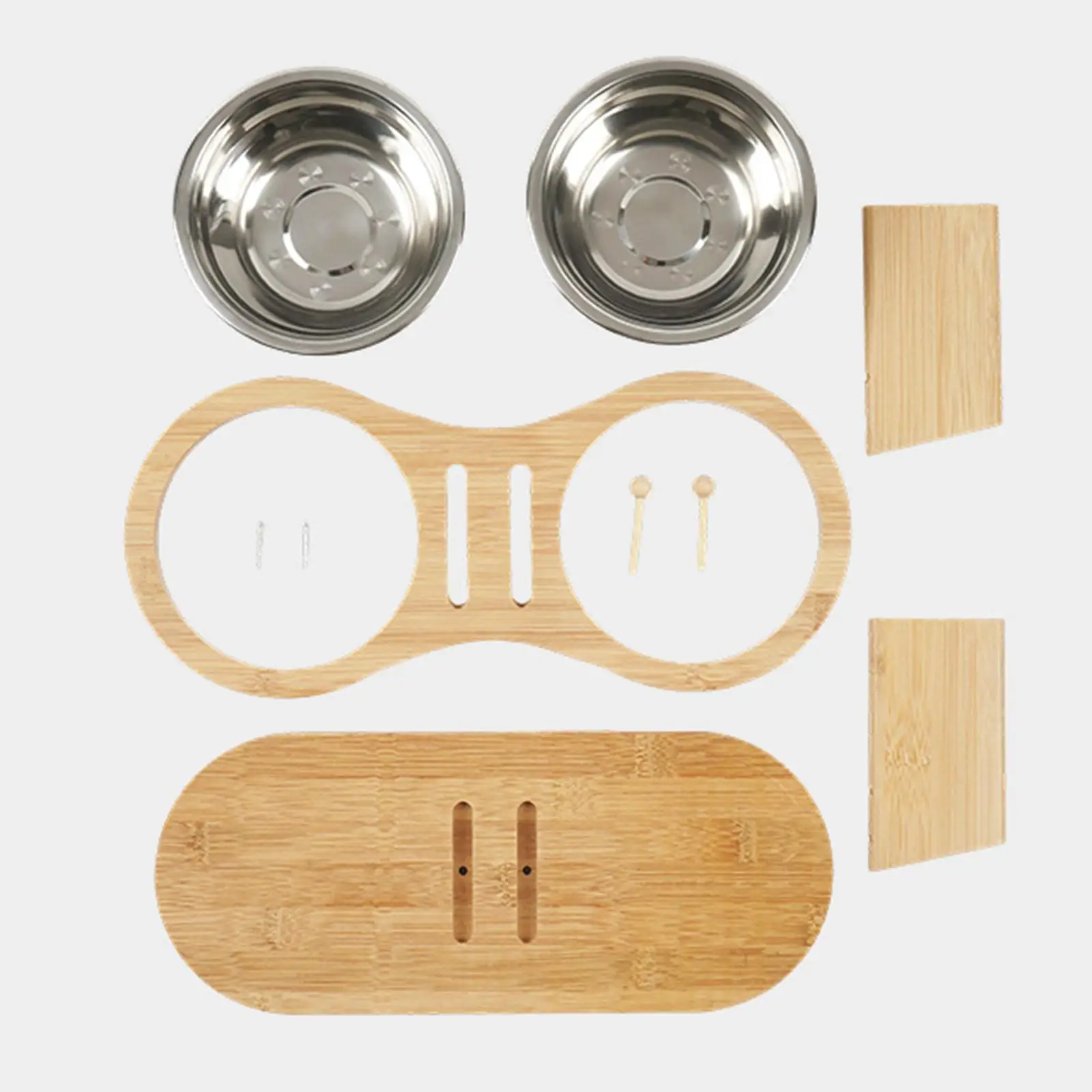 

Приподнятая кормушка для кошек с регулируемой высотой, прочная деревянная рама, миска из нержавеющей стали для здорового питания питомцев