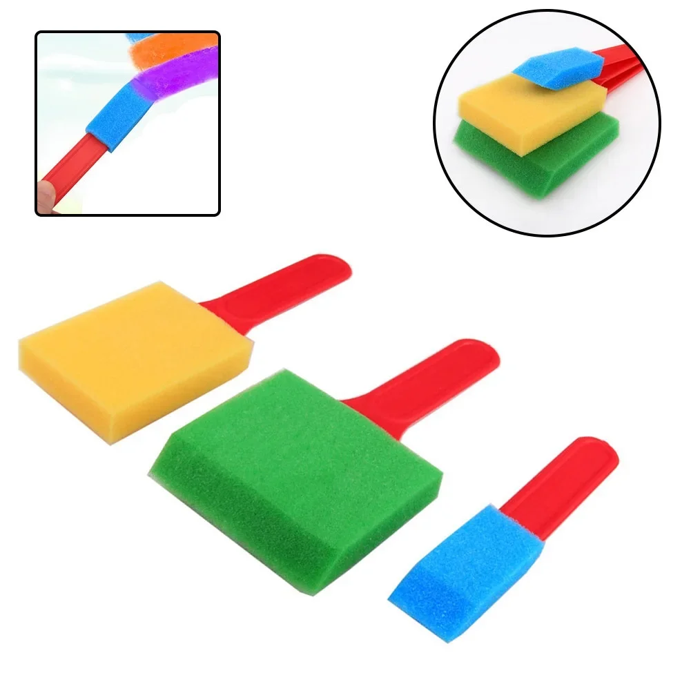 3PCS Sponge Foam Paint Brush Oil Stain Polyurethane Craft Art Paint Brush Set Child Painting Sponge Foam Brushes Hand Tools