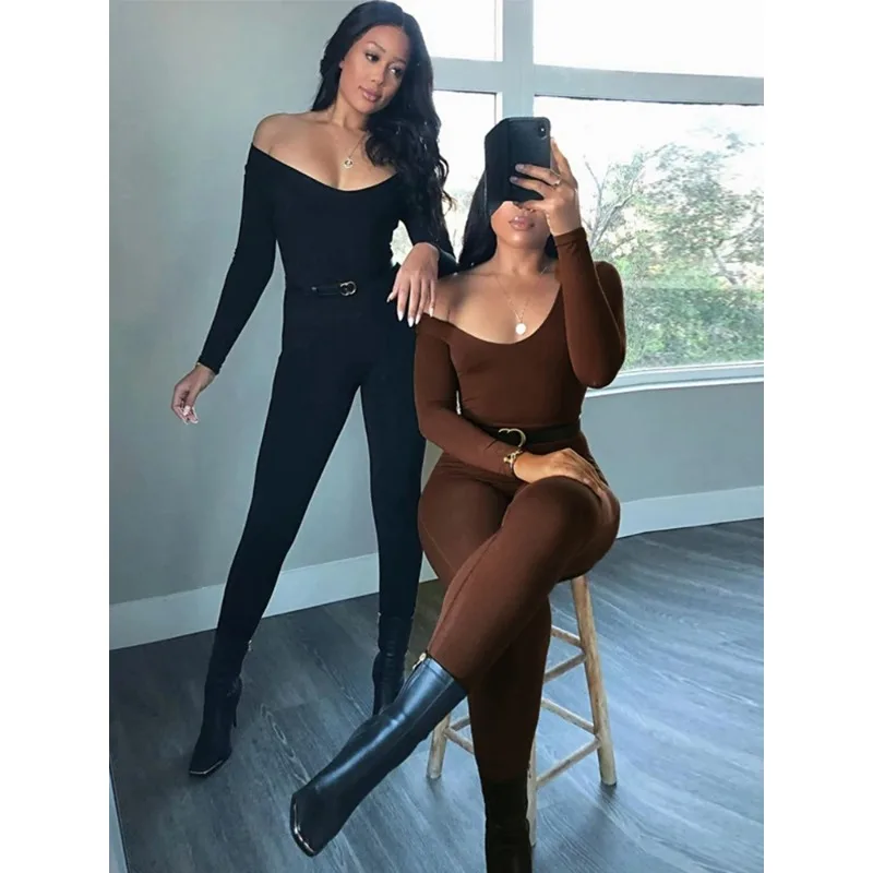 

Women's Rompers Long Sleeve Solid Skinny Bodycon Jumpsuits Fashion Sports Fitness Casual Activity Streetwear Overalls