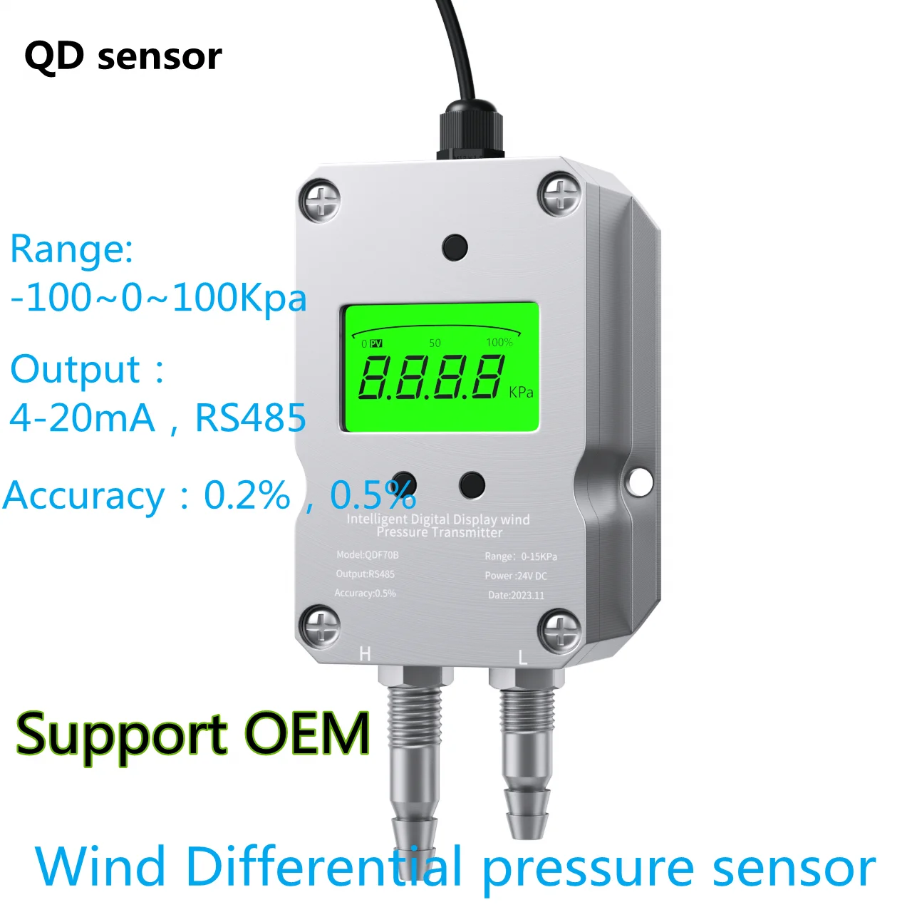 

LCD Display Differential Pressure Sensor Tools Air Wind Pressure Differential Transmitter 4-20mA Output -10Kpa ~ 10Kpa