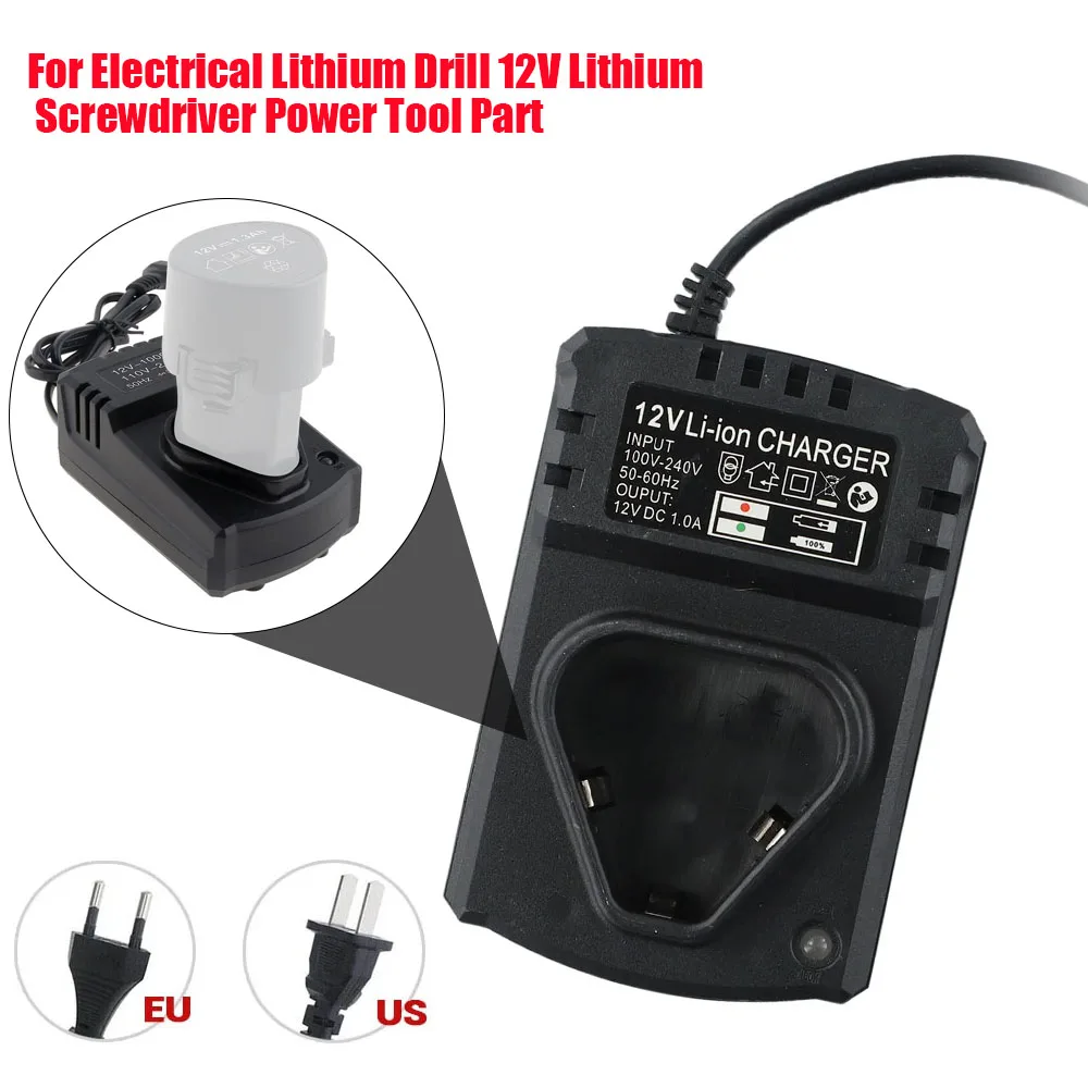 

NEW 12V Universal Electric Drill Charger DC US/EU Li-Ion Rechargeable Charger Support 110-240V For Drill Electrical Wrench Tool