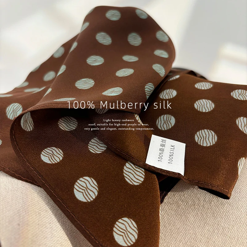 

Luxury Brand 100% Real Silk Scarf Women Square Neck Tie Shawls Wraps dot Ladies Foulard Scarves Pashmina Female Hijab Bandana