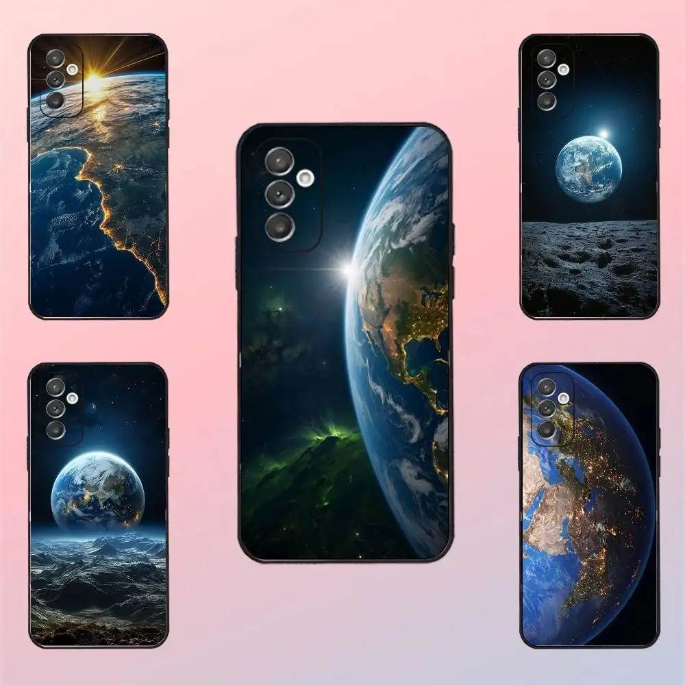

earth Phone Case For Samsung S 25,24,23,22,30,21,10,9,Ultra,Plus,Lite,FE,4,5 G Black Soft Case