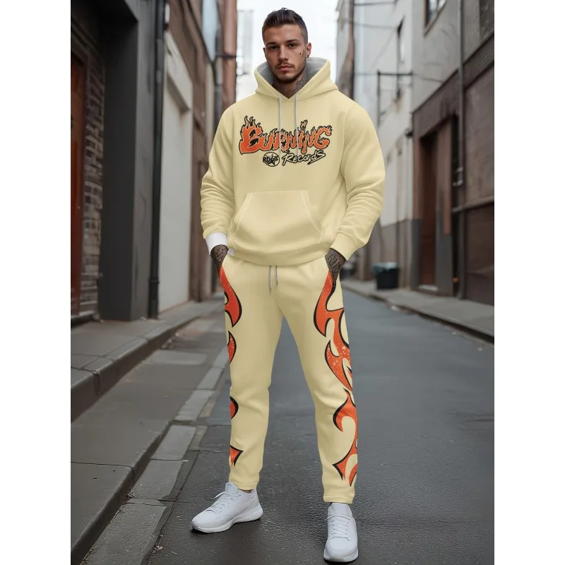 الربيع والخريف العصرية نمط الشارع الرياضة 3D المطبوعة الرجال العادية هوديي والوايفر قطعتين مجموعة