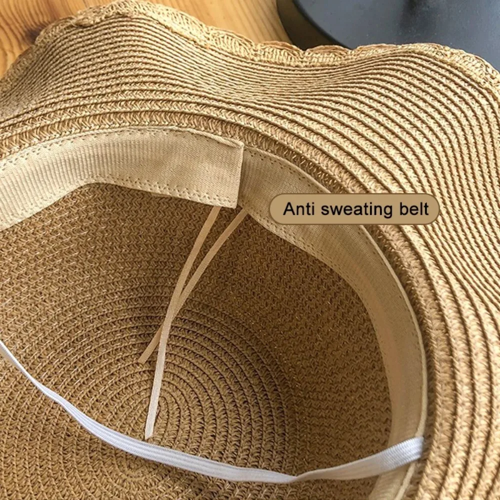 Summer Natural Straw Hat Large Wide Brim Sun Hats For Women Panama Ladies Beach Cap Outdoor Foldable Travel Elegant Holiday Hat