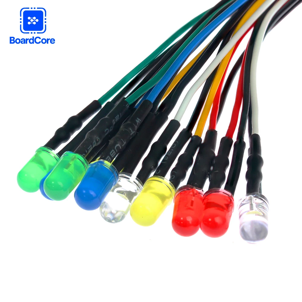 20-50PCS 12V Pre Wired 20mm 6 Color LED Diodes for Arduino Auto Dashboard Indicator Lights with Simple Soldering Feature