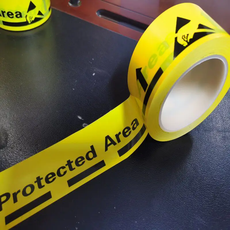 Adhesive Tape with English Text Esd Fully English Anti-Static Protection Zone Warning Tape Pvc Floor Marking Tape Width 50Mm【Width 50Mm*Length 33m】【Adhesive Core】English Version】