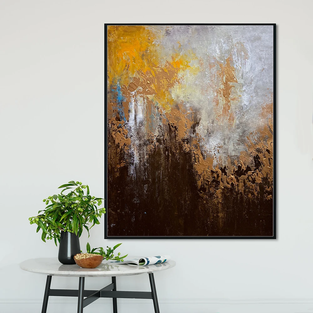 

Hand-painted Brown Abstract Painting Wall Art Decor Paintings Living Room Modern Art Paintings Texture Room Hand Made Painting