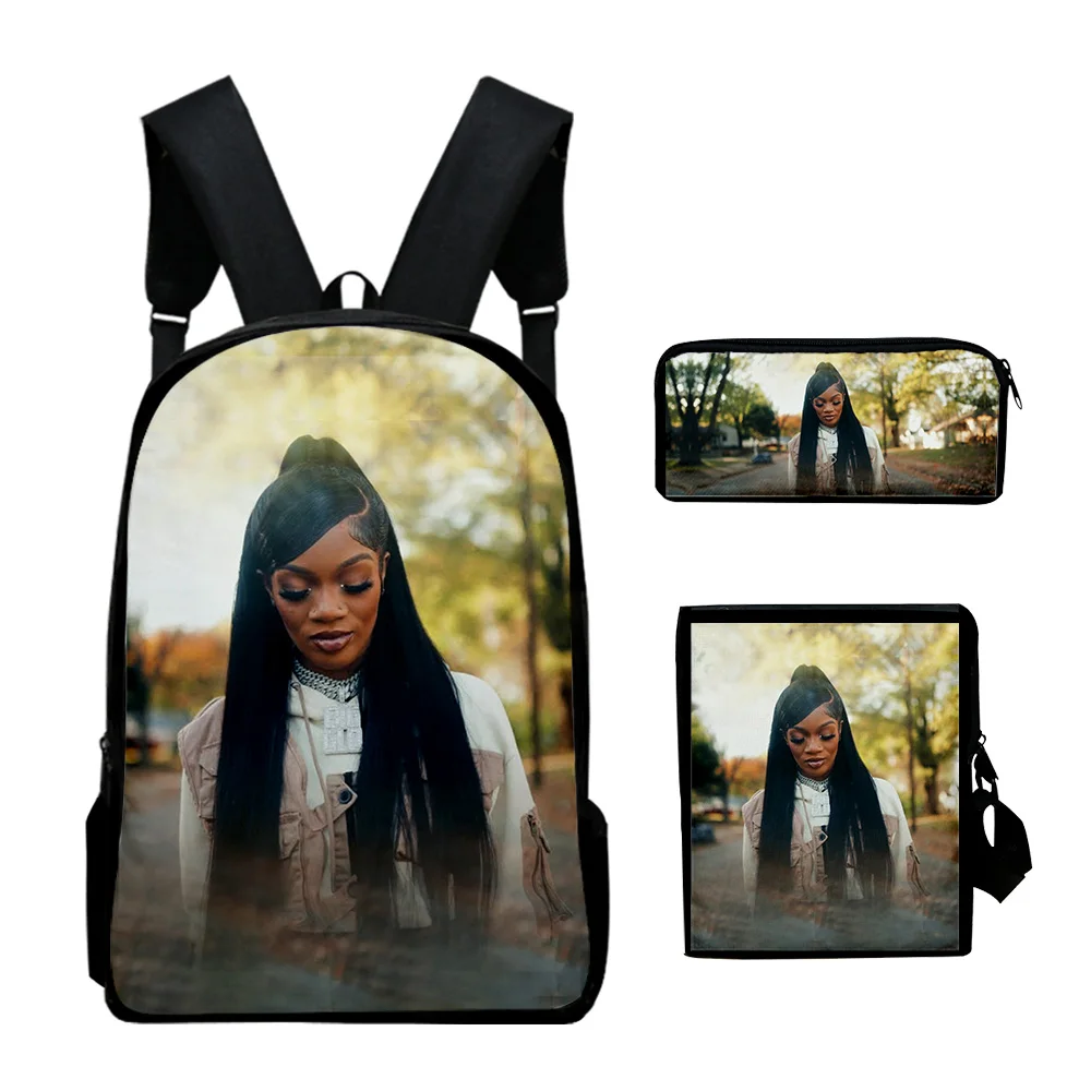 Classic Popular GloRilla Rapper 3D Print 3pcs/Set pupil School Bags Laptop Daypack Backpack Inclined shoulder bag Pencil Case
