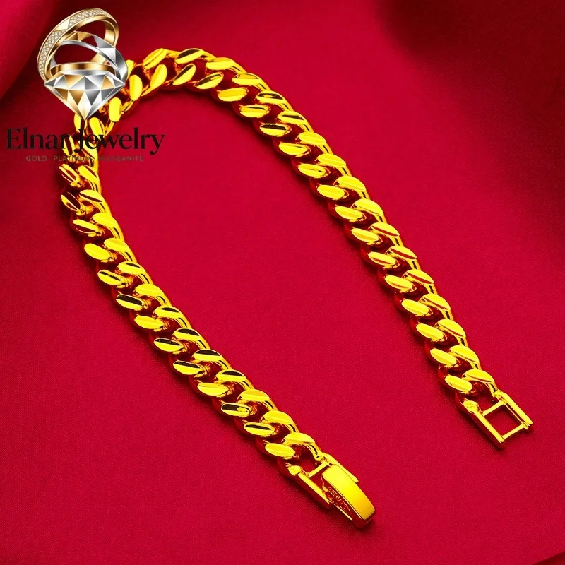 Elnar Jewelry AU999 Watch Buckle Bracelet Women's 24K Gold - Shiny watch buckle, non-deformable chain, value-preserving,top jewe