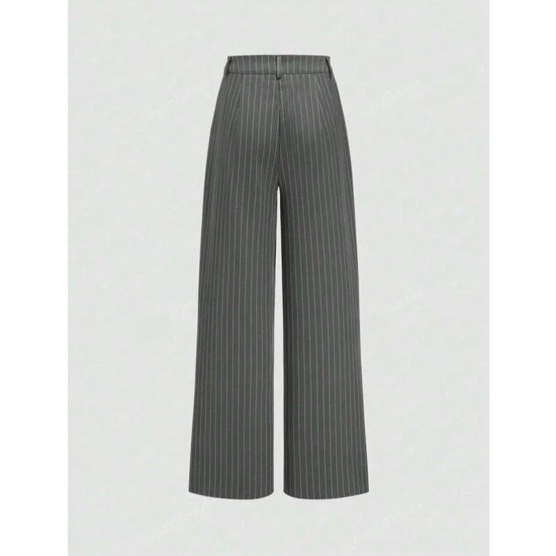 Casual listra cintura alta perna larga calças de perna reta cross-border sle masculino outono sete quartos sve conjunto de roupas esportivas