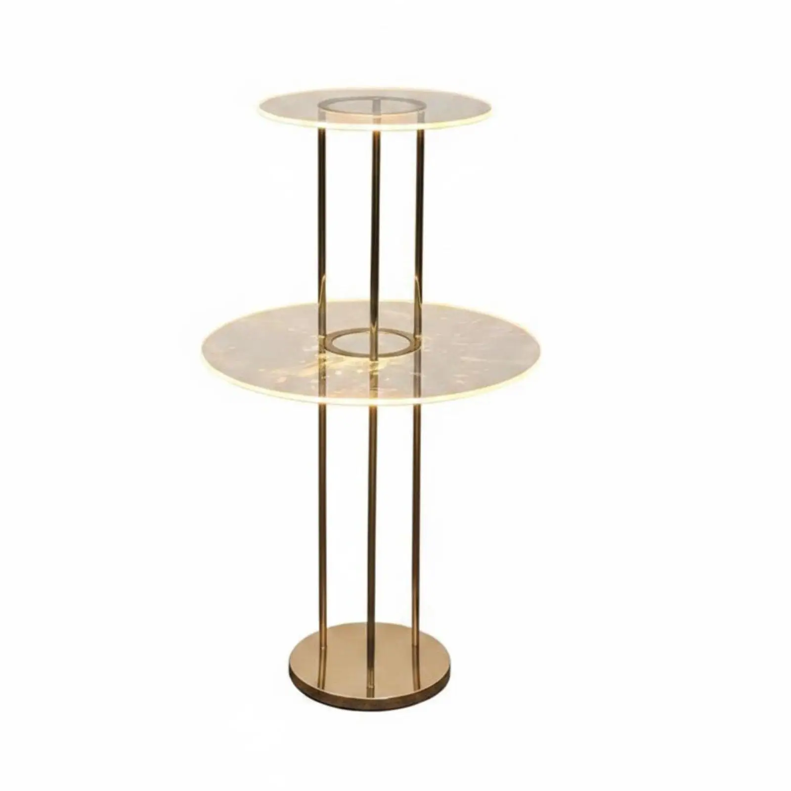 Metal Frame Acrylic Two Tier Cake Stand with Light for Dessert Buffet Flower Vase Display Holder for Hotel Banquet