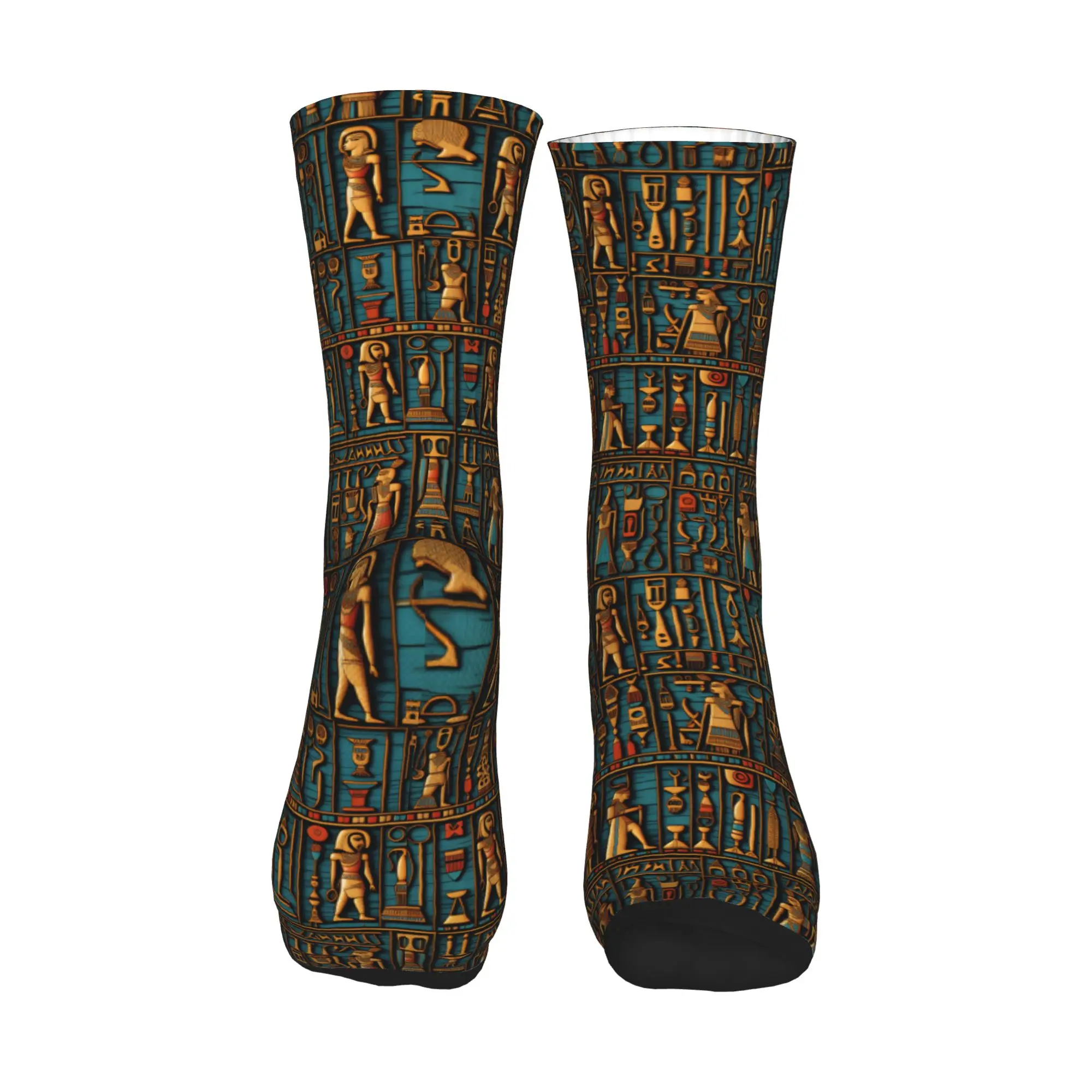 Cool Men's Egyptian Hieroglyphs Gods Symbols Art Pattern Dress Socks Unisex Warm Breathbale 3D Print  Crew Socks view 2