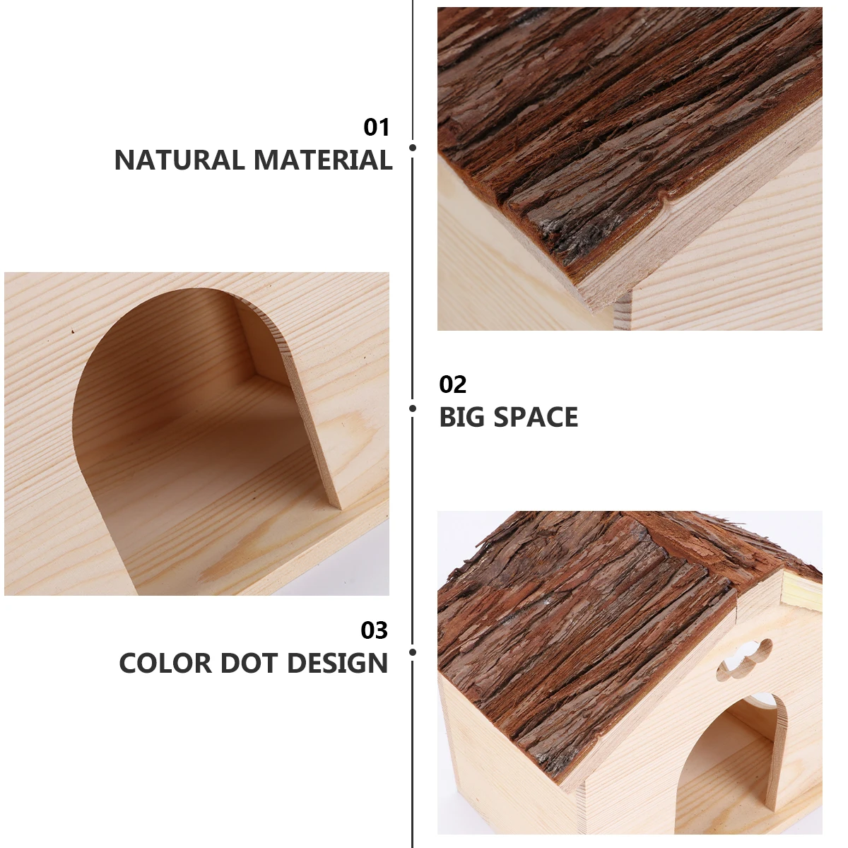 

1pc Wooden House Toys for Small Pets Rabbit Hamster Squirrel Guinea Pig Hideout Natural Wood Safe Lightweight Fun Playing