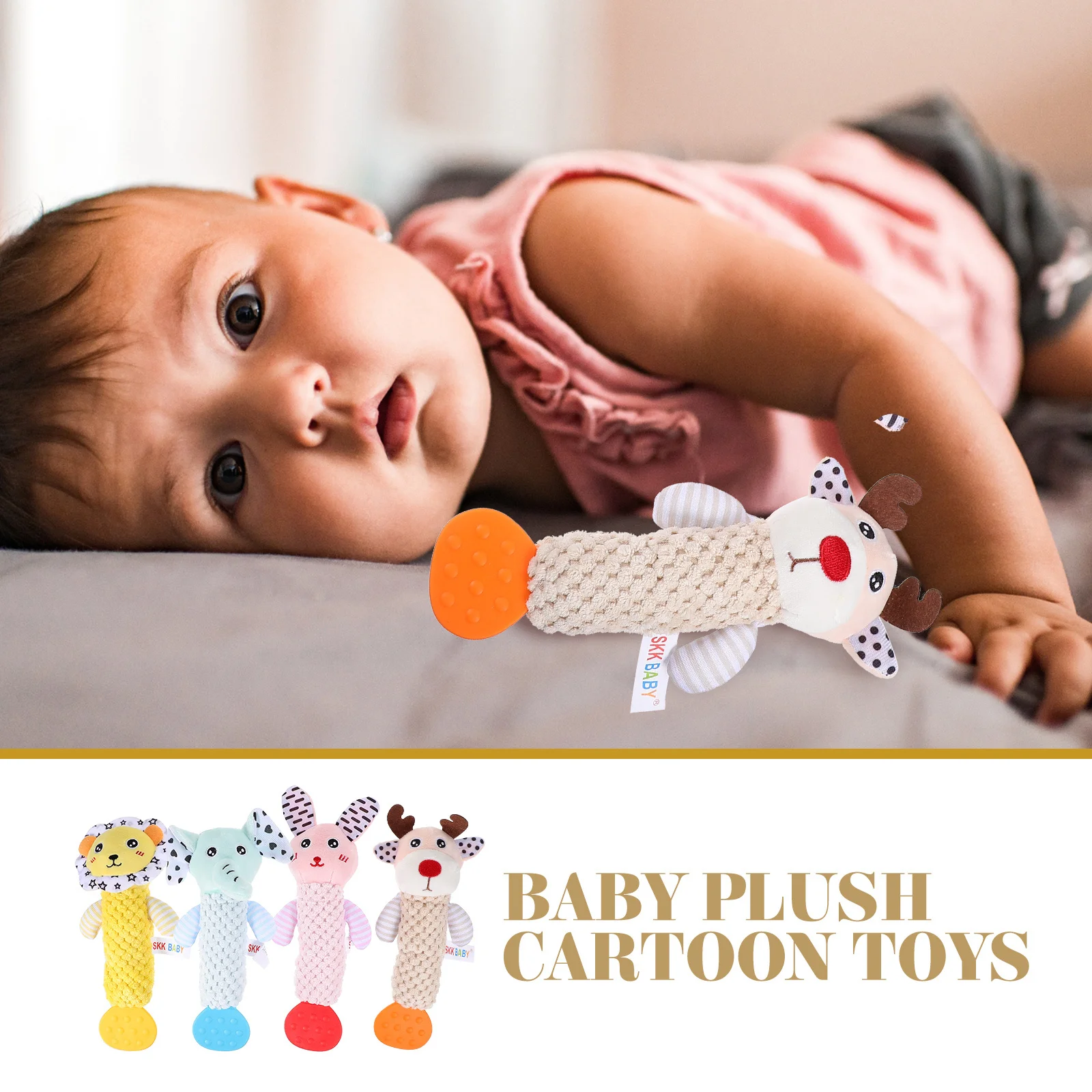 4 Uds campana Animal agarre mano educativo apaciguar desarrollo estimulación interactiva campana para bebés