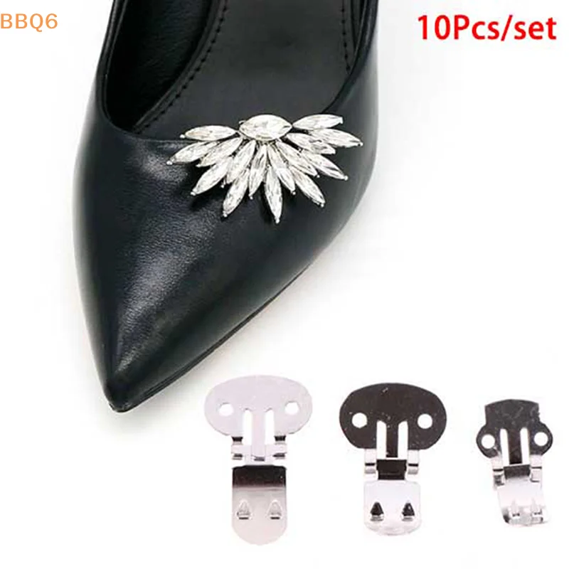 

*10Pcs/lot Silver Color Blank Stainless Steel Flower Shoes Clips Ornament On Findings DIY Craft Buckles For Shoes Accessories