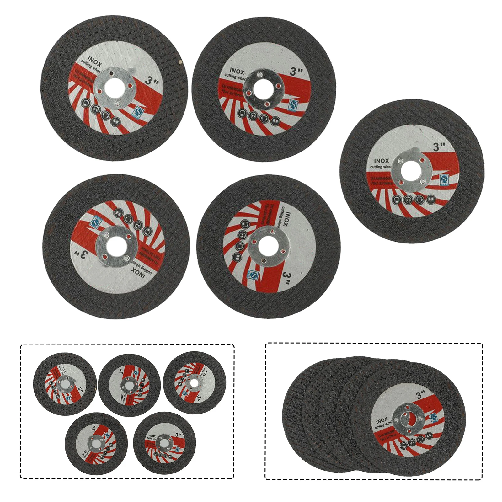 Disque de coupe en métal pour meuleuse d'angle, feuille de polissage pour mini meuleuse d'angle 12V, outils de coupe et de polissage du bois et de la céramique, 75mm, 5 pièces