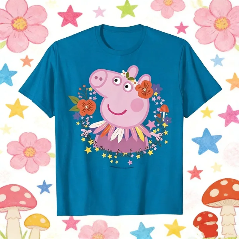 

2025-26, летняя футболка из 100% хлопка с принтом «Свинка Пеппа», брендовая детская и унисекс, дышащая, свободная, повседневная, унисекс