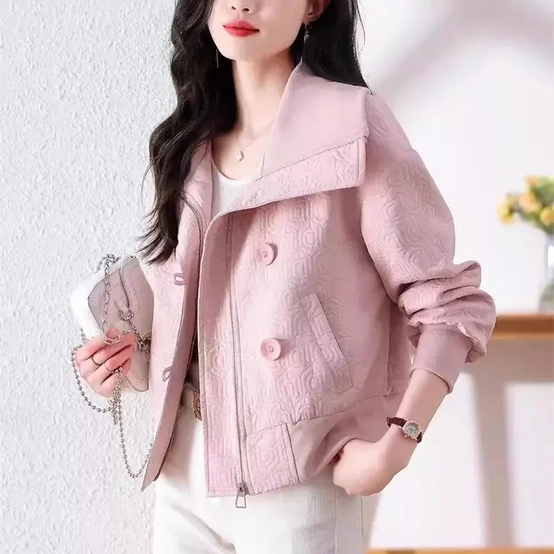 

Pink Fragrant Short Coat for Women Spring and Autumn 2024 New Small and Beautiful Unique and Age Reducing Jacquard Jacket Top