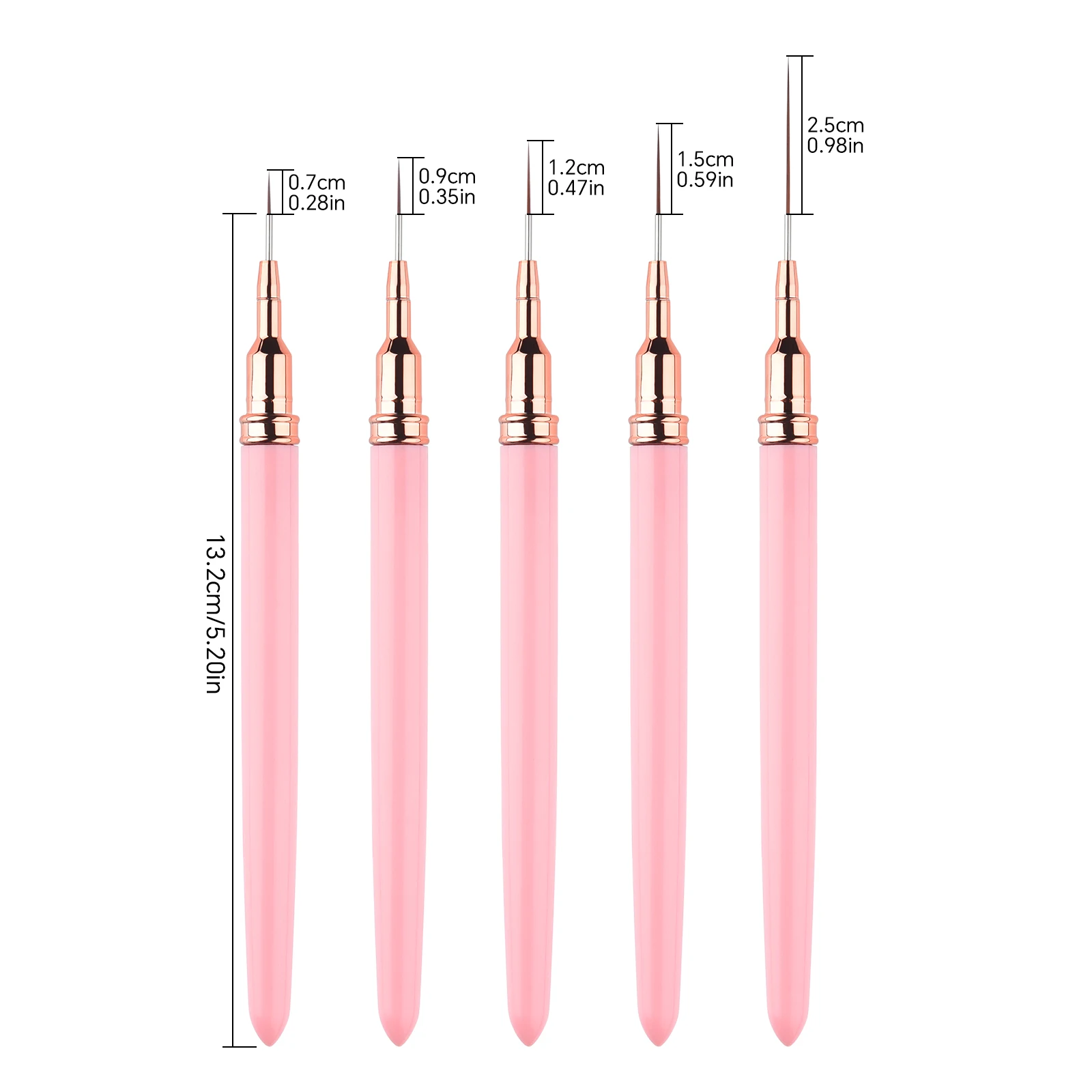 Nail Art Liner Brushes Set 5Pcs/Set Pink Professional Elongated Lines Striping Drawing Painting Nail Design Pen Manicure Tool
