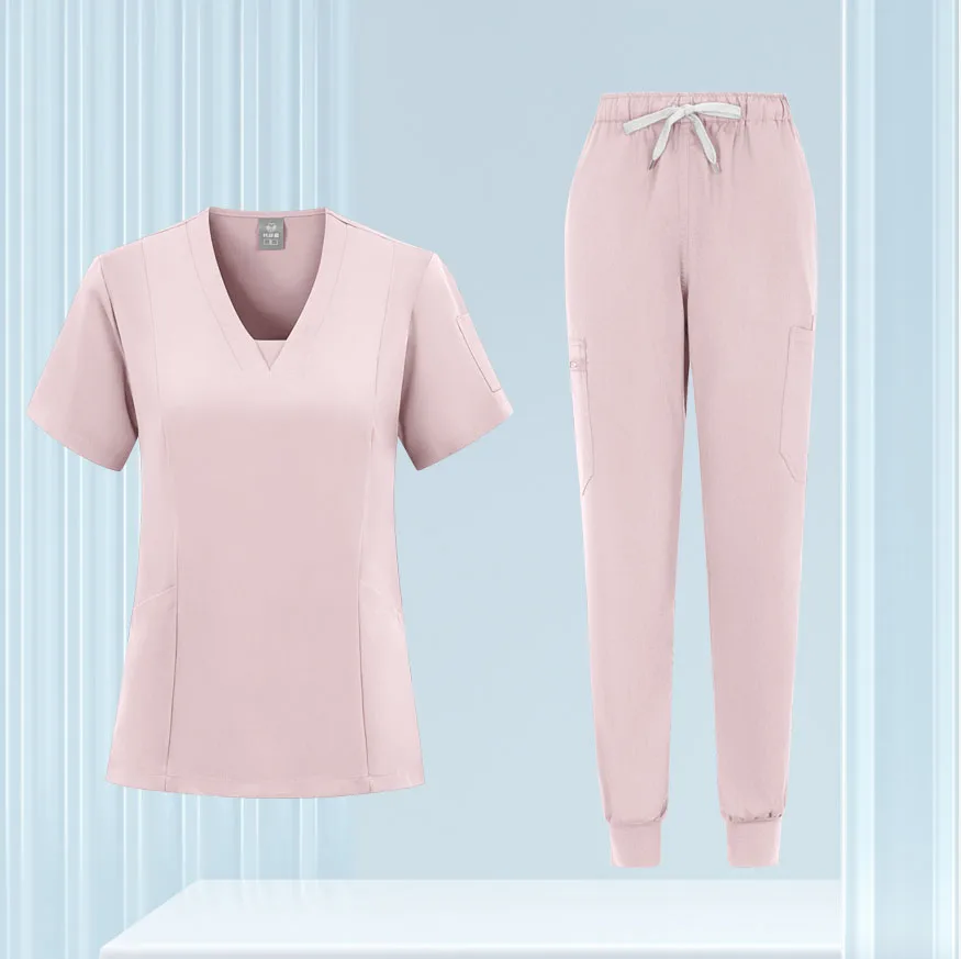 Uniformes cirúrgicos para mulheres, Conjunto de esfrega, Top e calça, Médico, Enfermeira, Vestuário de salão de beleza, Esfoliantes clínicos, Spa, Médico Enfermagem, Traje clínico