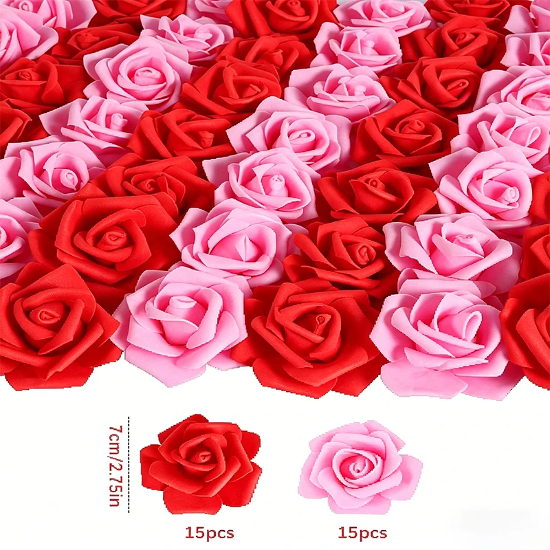 30 Stück künstliche Rosenblütenköpfe, lose künstliche Schaumrosen für DIY-Brautgeschenke, Hochzeits-Blumenarrangements, Heimdekoration – Detail 10