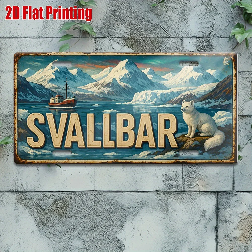 2D Flat, 1pc, Svalbard Polar Expedition Metal Sign, Vintage Aluminum Sign, Suitable for Winter Relaxation Areas,