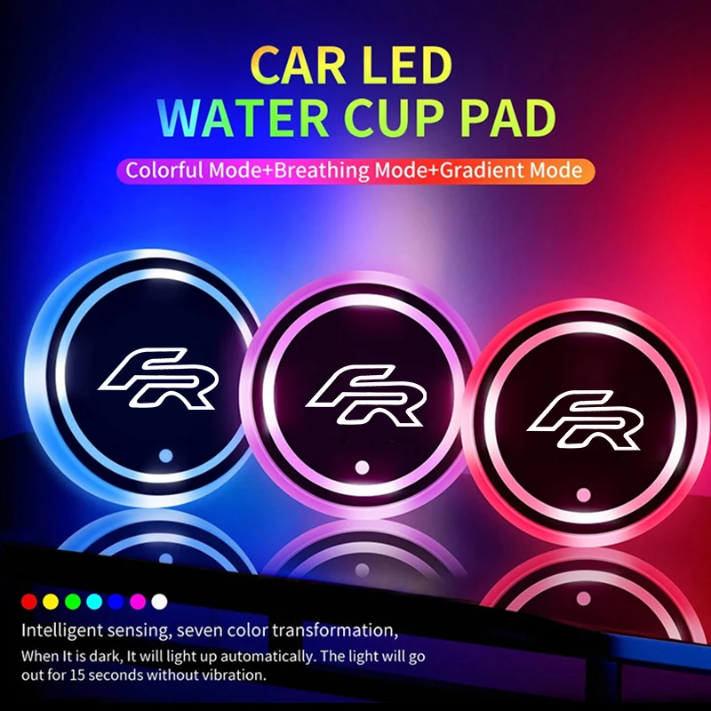 7 Farben LED Auto-Getränkehalter-Licht Leuchtender Untersetzer Wasserbecher-Unterlage für Seat FR Ibiza Tarraco Arona Ateca Alhambra Auto-Zubehör